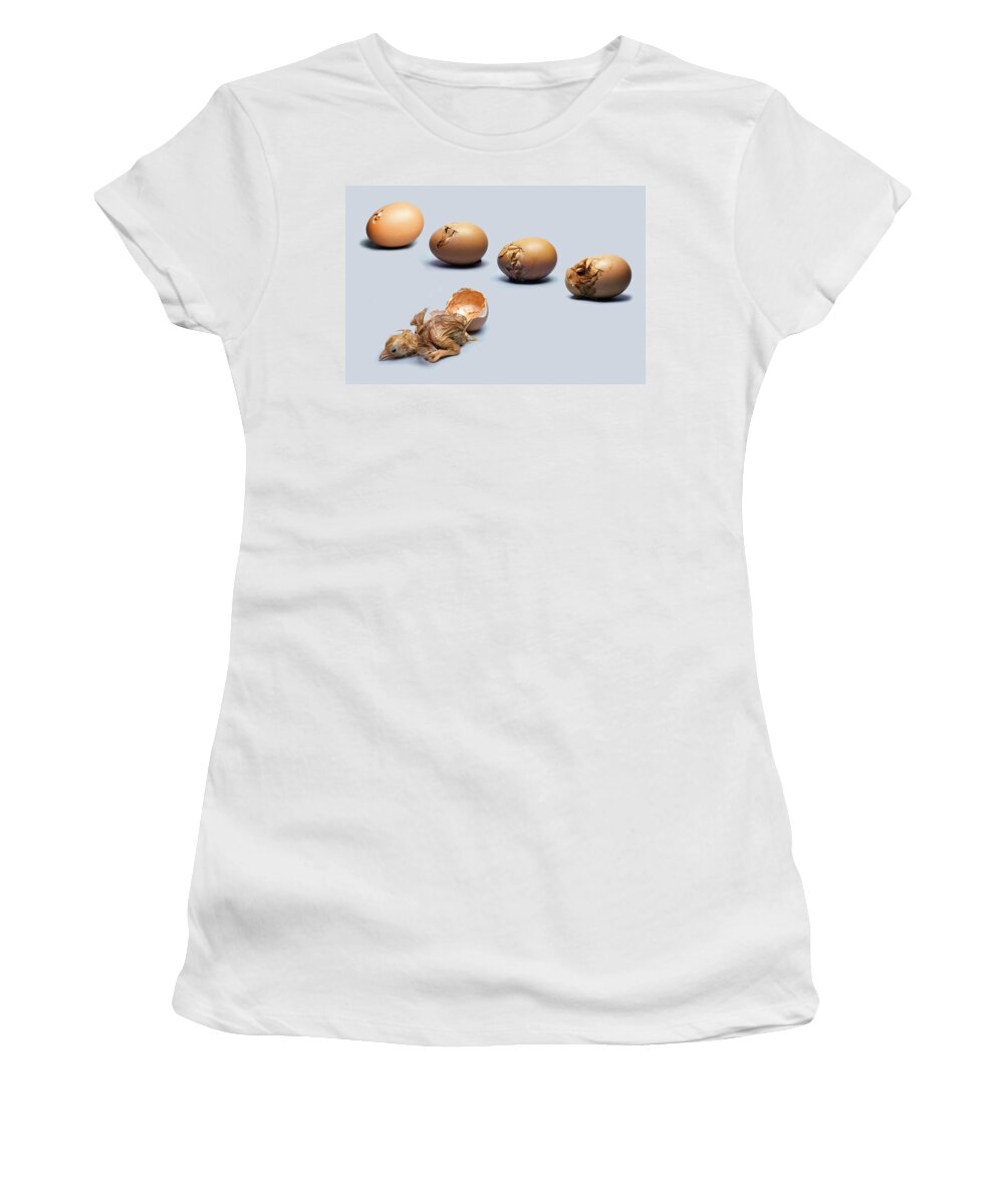 1a1317 Women's T-Shirt featuring the photograph Chicken Egg Hatching #3 by TOM McHUGH