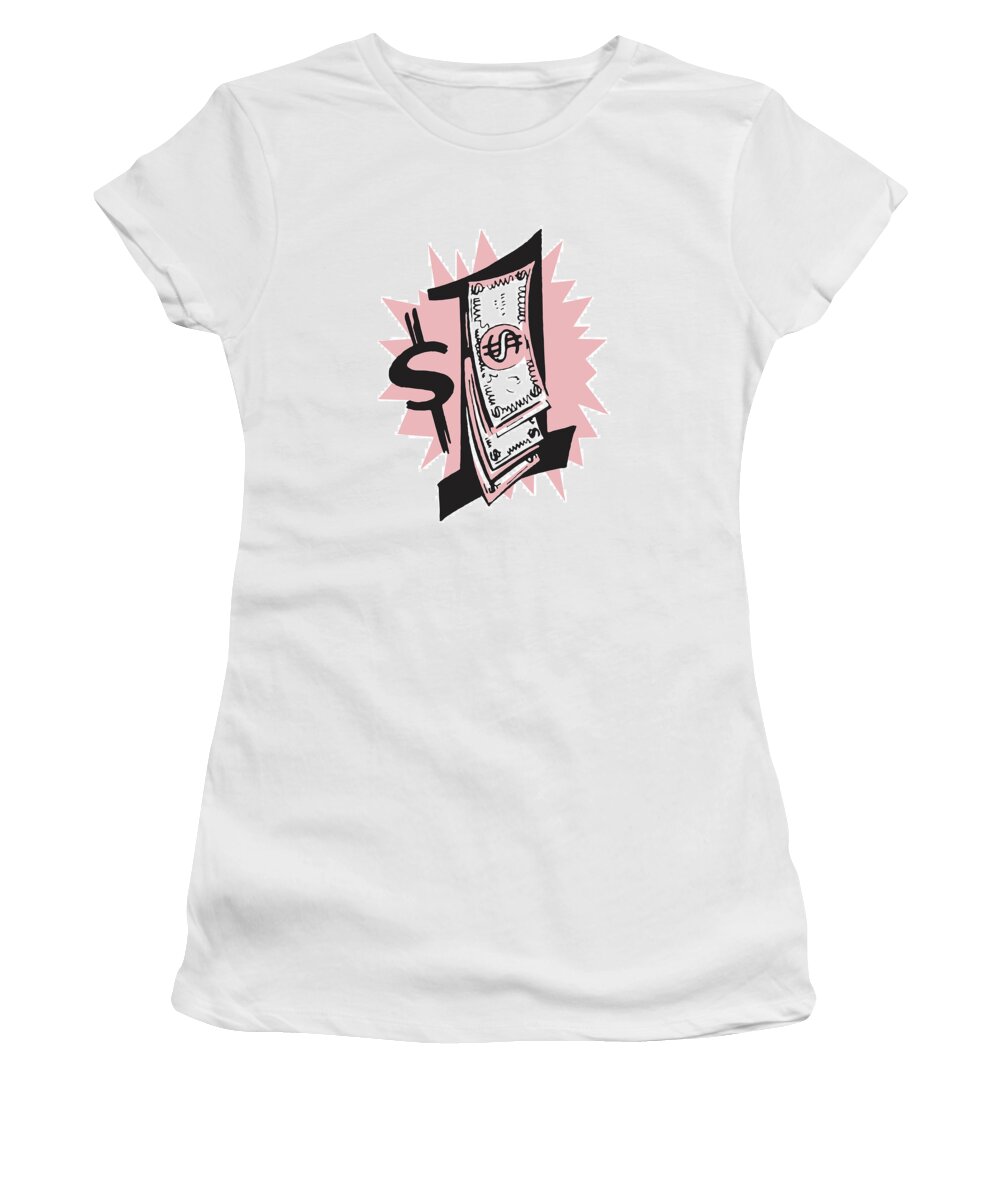 Asset Women's T-Shirt featuring the drawing One Dollar #3 by CSA Images