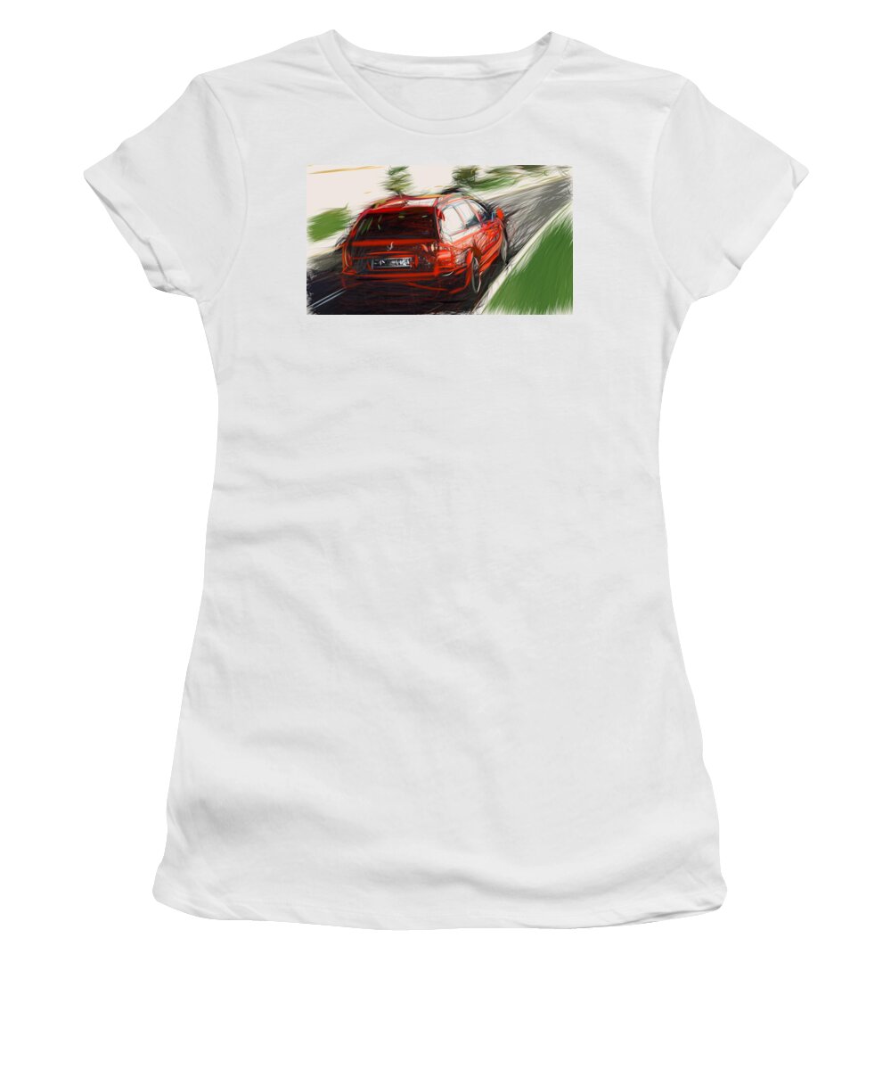 Skoda Women's T-Shirt featuring the digital art Skoda Octavia RS Combi Draw #5 by CarsToon Concept