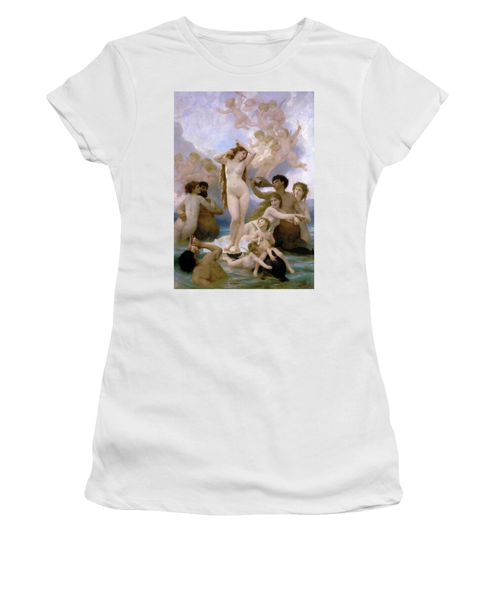 Art Women's T-Shirt featuring the painting The Birth of Venus #7 by William-Adolphe Bouguereau
