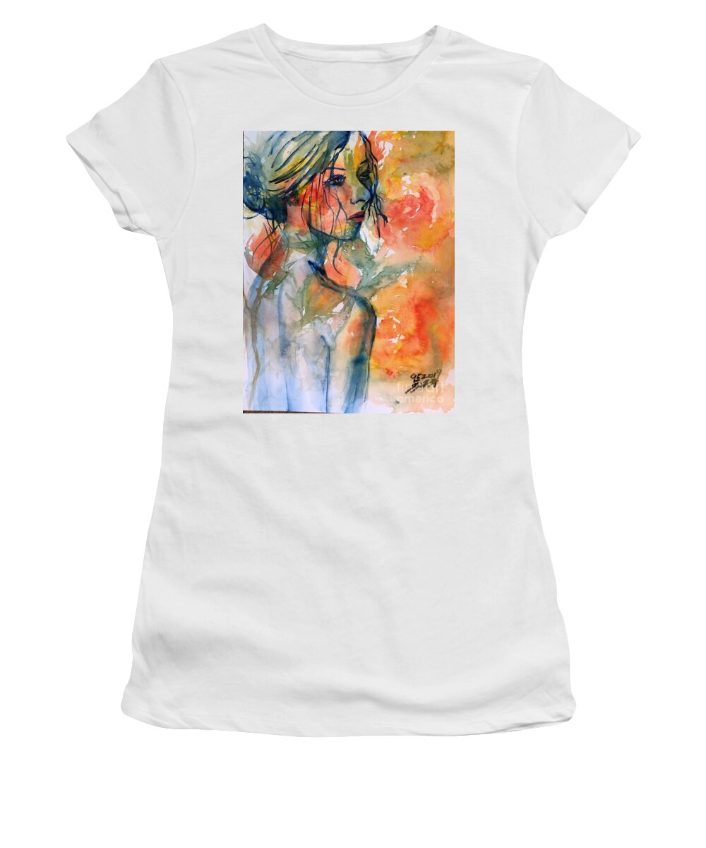 932019 Women's T-Shirt featuring the painting 932029 by Han in Huang wong