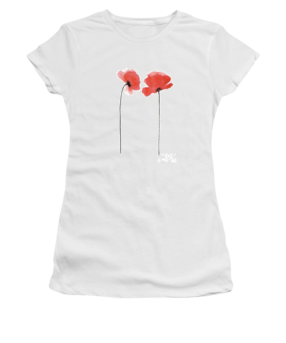 Poppies Women's T-Shirt featuring the painting A pair of poppies facing inwards by Joanna Szmerdt