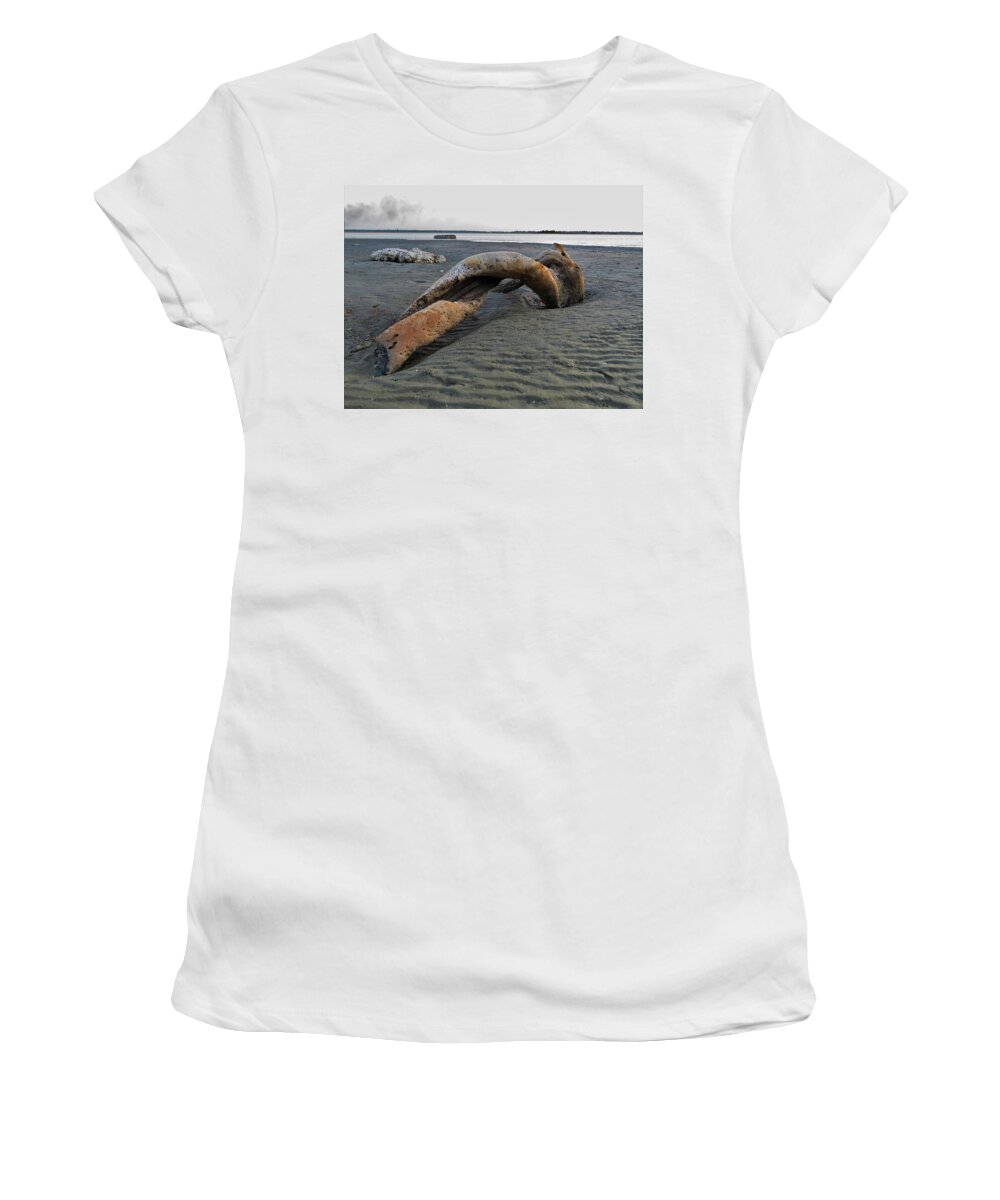 Weipa Women's T-Shirt featuring the photograph A twisted turning sculpture of drift wood by Joan Stratton