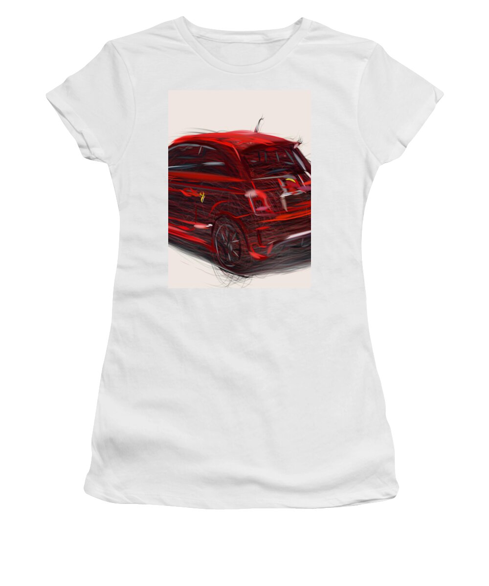 Wall Art Decor Women's T-Shirt featuring the digital art Abarth 695 Tributo Ferrari 22662 by CarsToon Concept