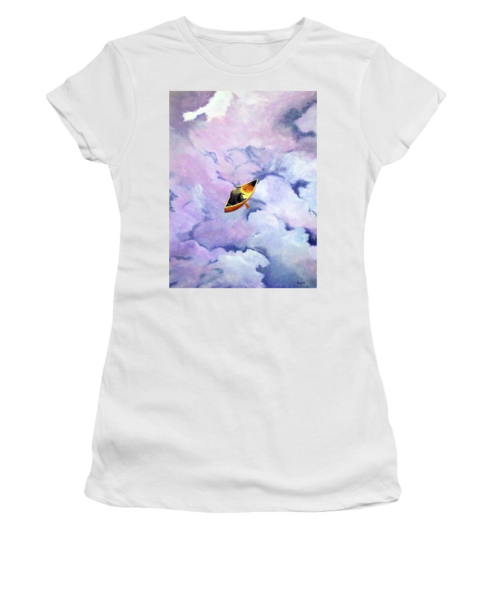 Surrealism Women's T-Shirt featuring the painting Above The Clouds by Thomas Blood