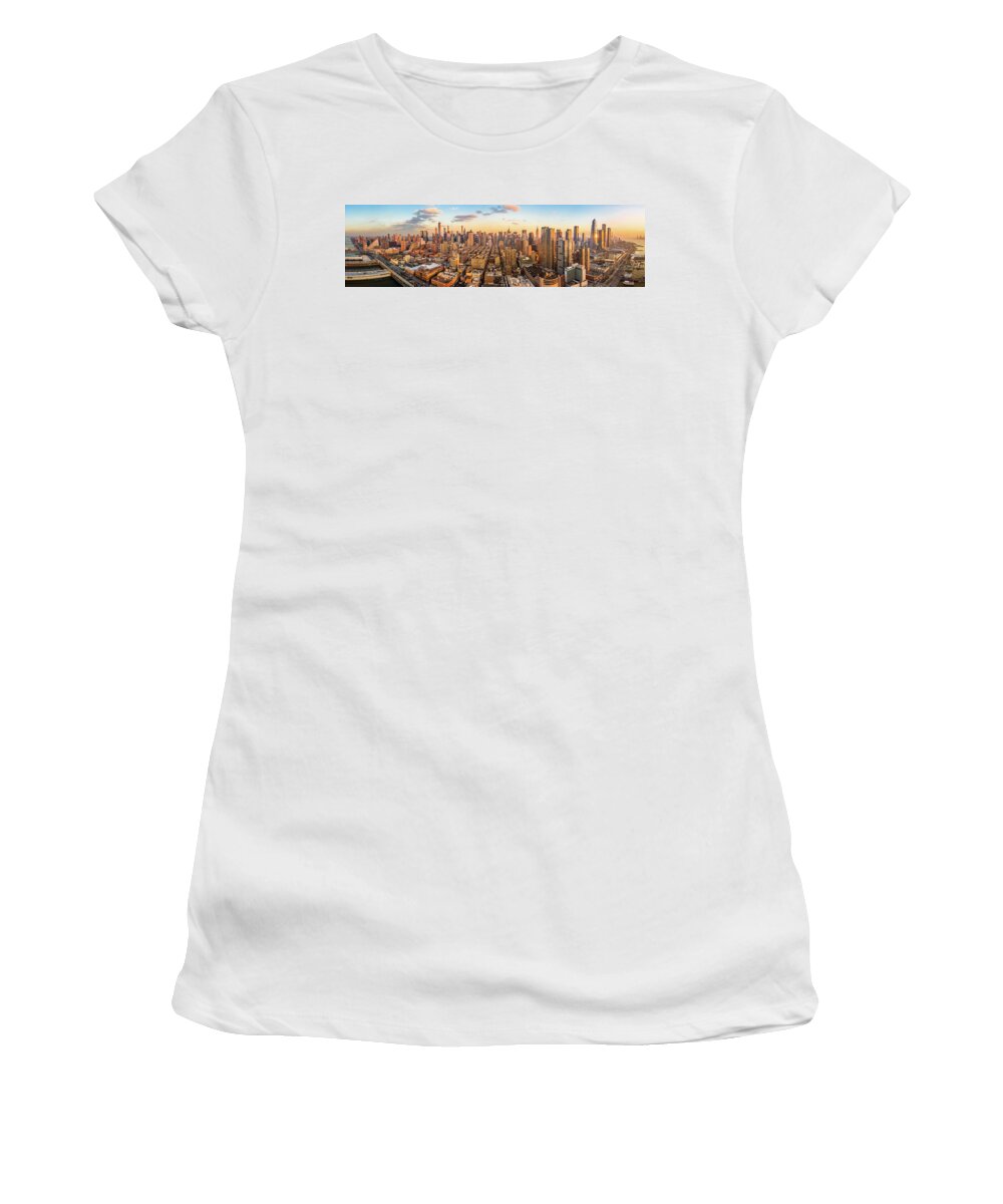 Aerial Women's T-Shirt featuring the photograph Aerial panorama of New York skyline by Mihai Andritoiu