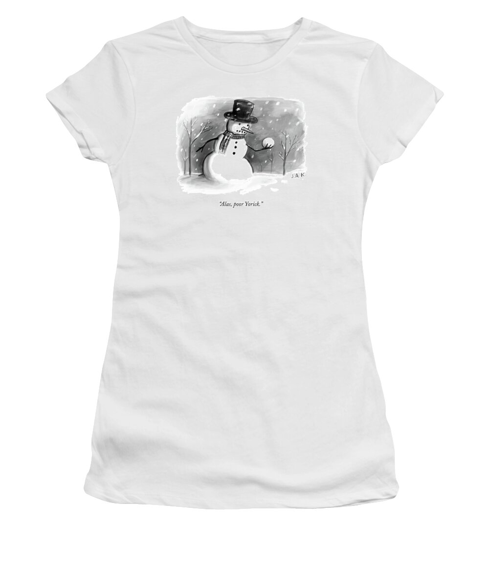 Alas Women's T-Shirt featuring the drawing Alas, Poor Yorick by Jason Adam Katzenstein