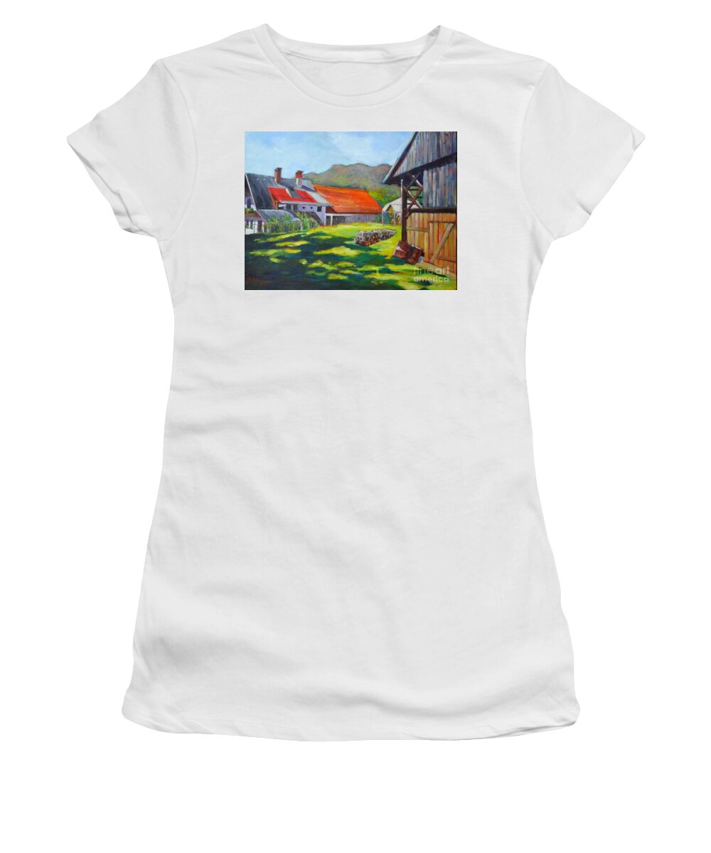 Architecture Women's T-Shirt featuring the painting Alpine Living by Betty M M Wong