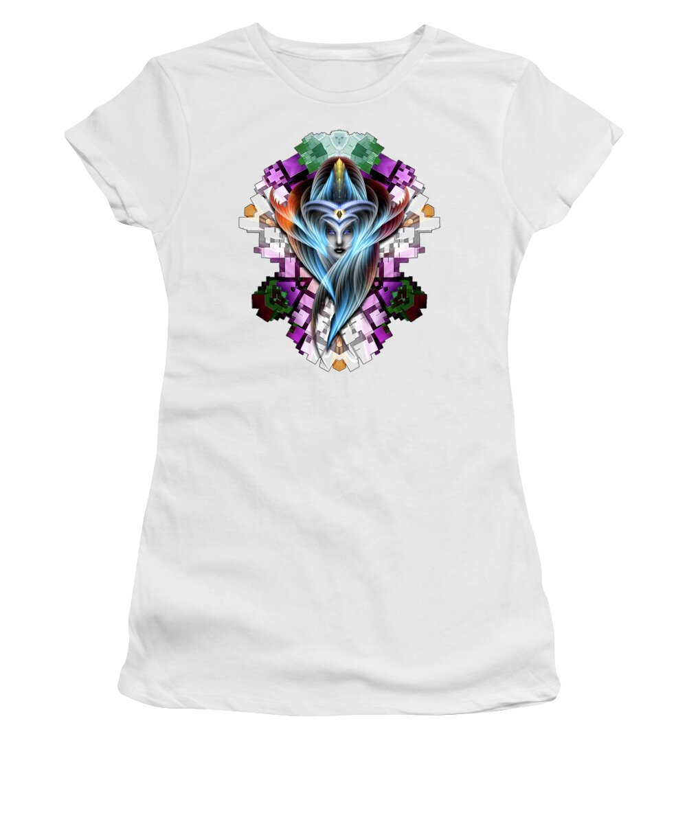 Cuboid Women's T-Shirt featuring the digital art Mistress Of The Cuboid GCLR-X3M by Xzendor7