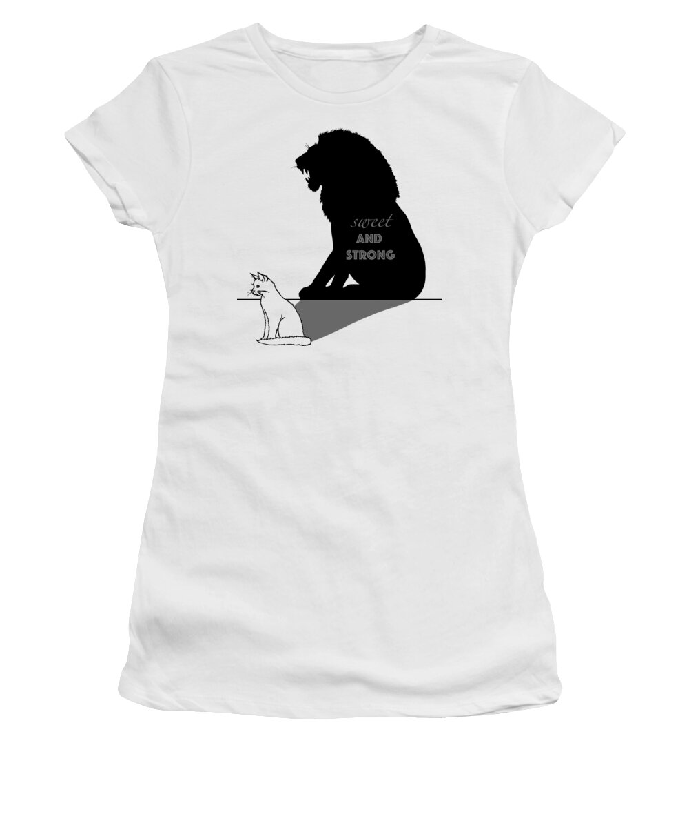 Sweet Women's T-Shirt featuring the digital art Sweet And Strong - Cat by Konni Jensen