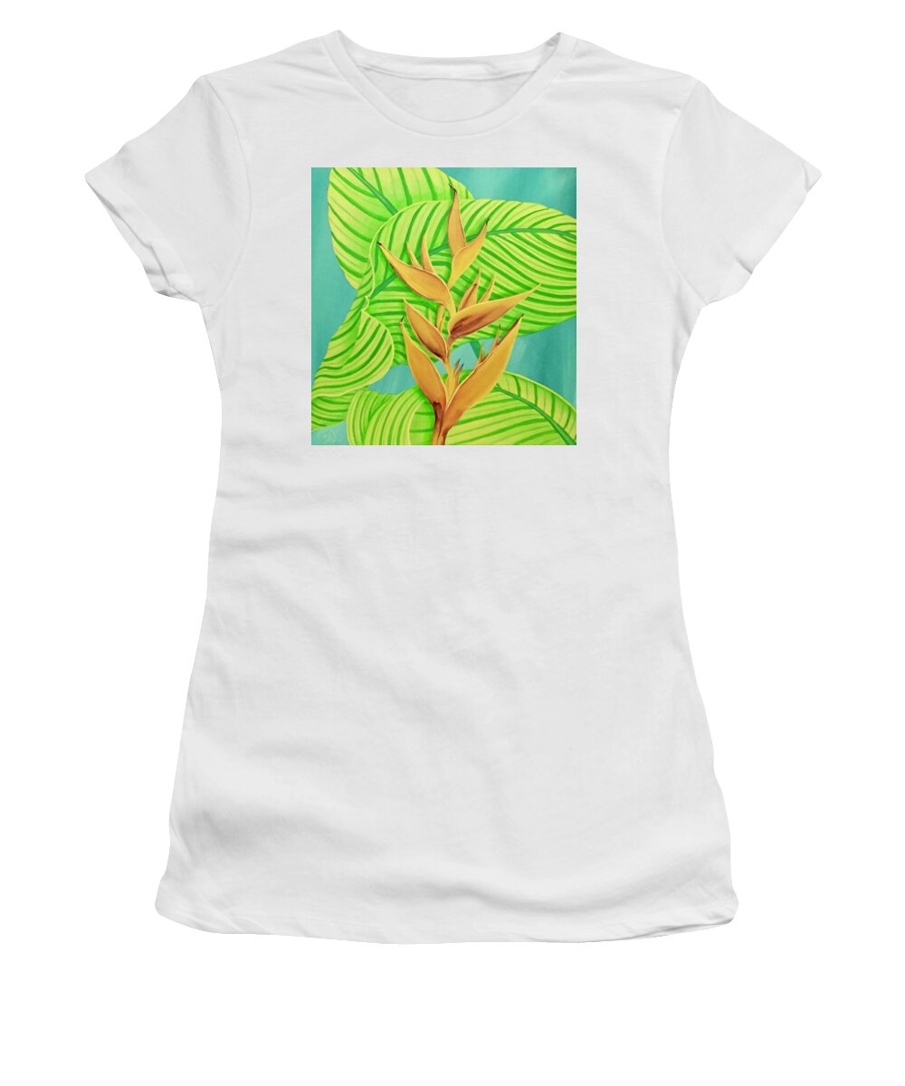 Tropical Women's T-Shirt featuring the painting Aruban Botanicals #2 by Renee Noel