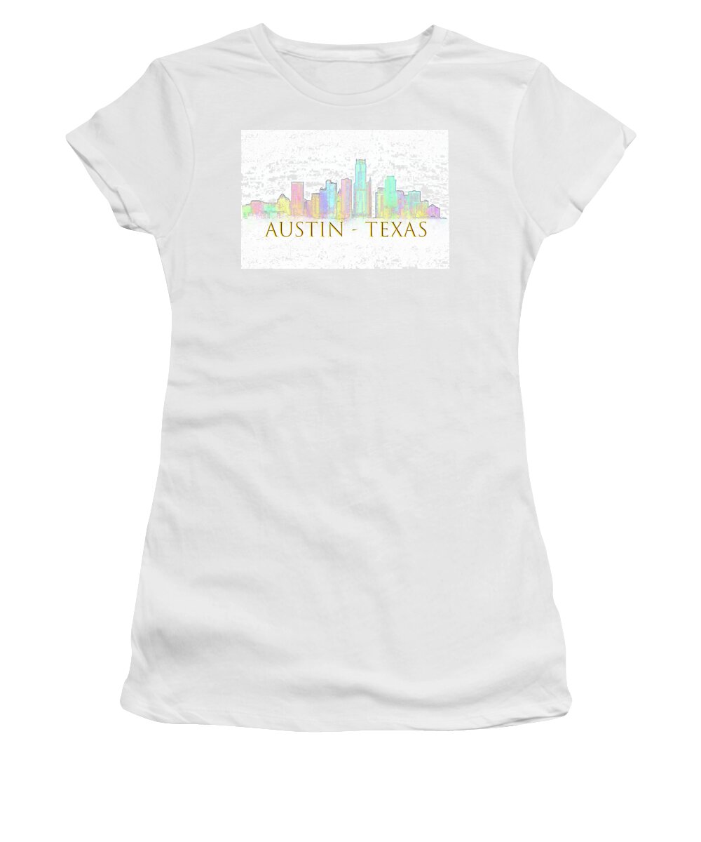 Austin Women's T-Shirt featuring the digital art Austin Skyline by Renee Logan