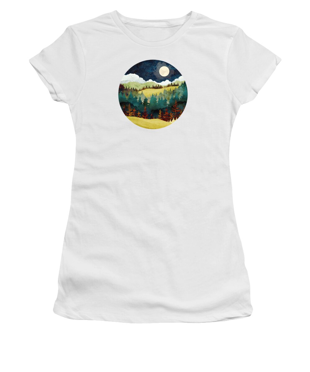Autumn Women's T-Shirt featuring the digital art Autumn Moon by Spacefrog Designs