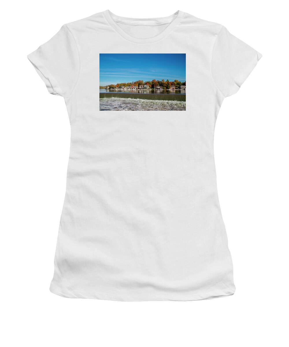 Autumn Women's T-Shirt featuring the photograph Autumn Peak Colors - Boathouse Row by Bill Cannon