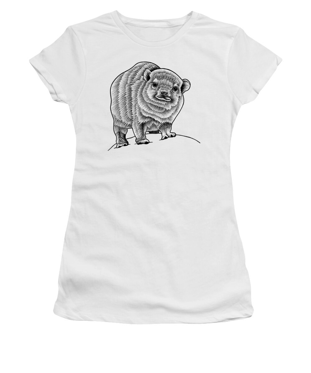 Hyrax Women's T-Shirt featuring the drawing Baby rock hyrax by Loren Dowding