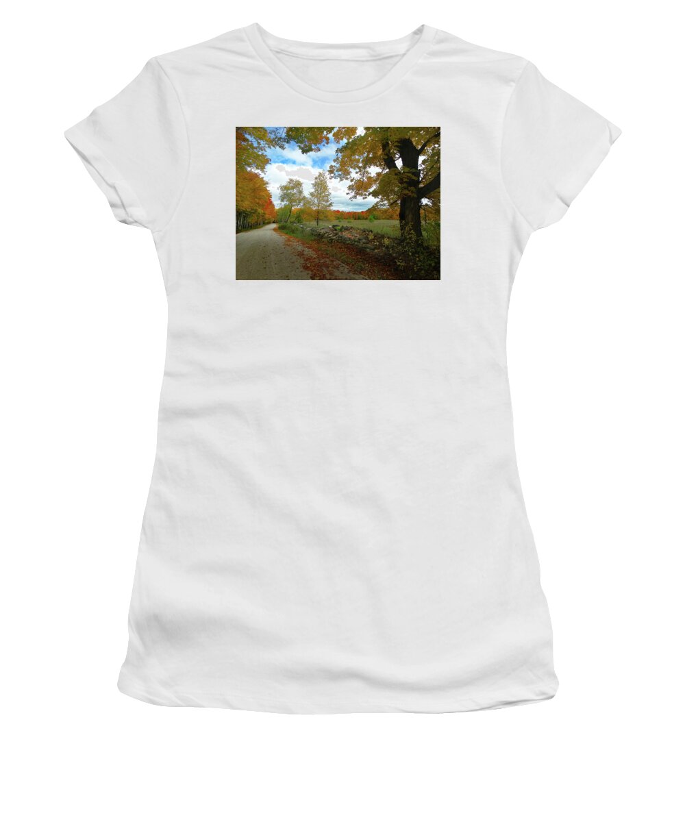 October Women's T-Shirt featuring the photograph Back Road Fall Colors by David T Wilkinson