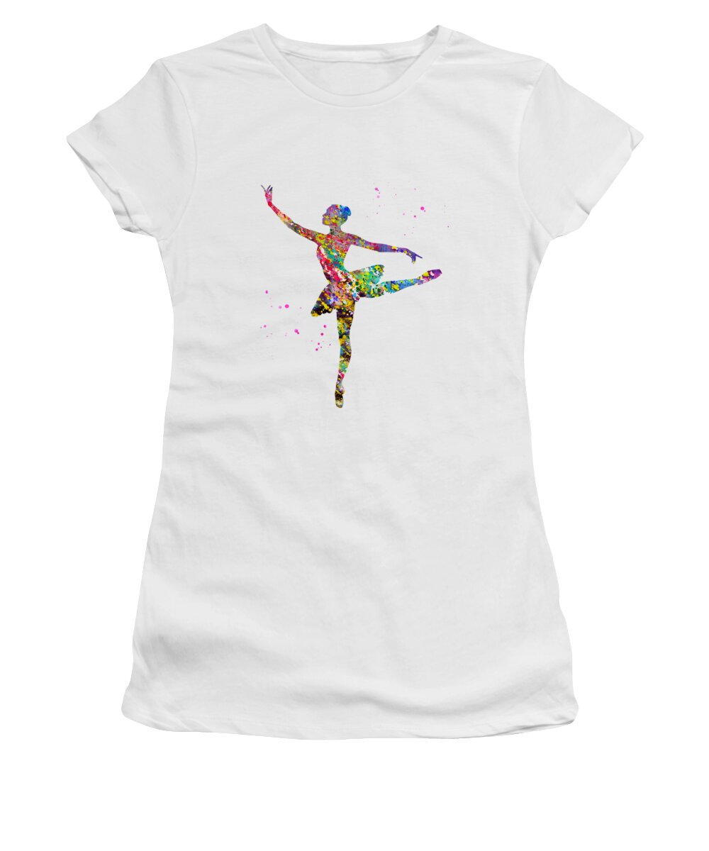 Ballet Dancer Women's T-Shirt featuring the digital art Ballet Dancer-colorful by Erzebet S