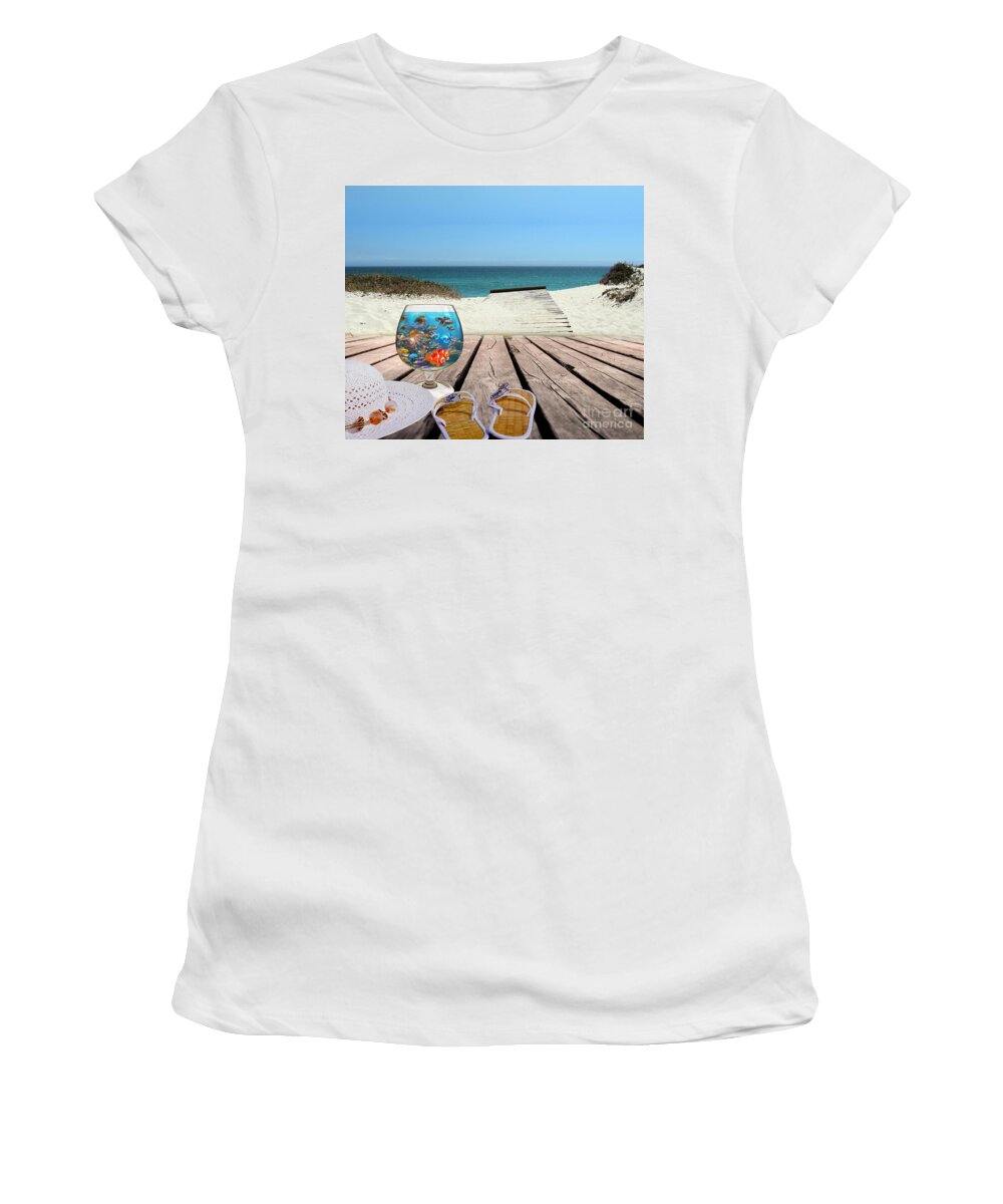 Beach Women's T-Shirt featuring the digital art Beach Life by Kathy Kelly