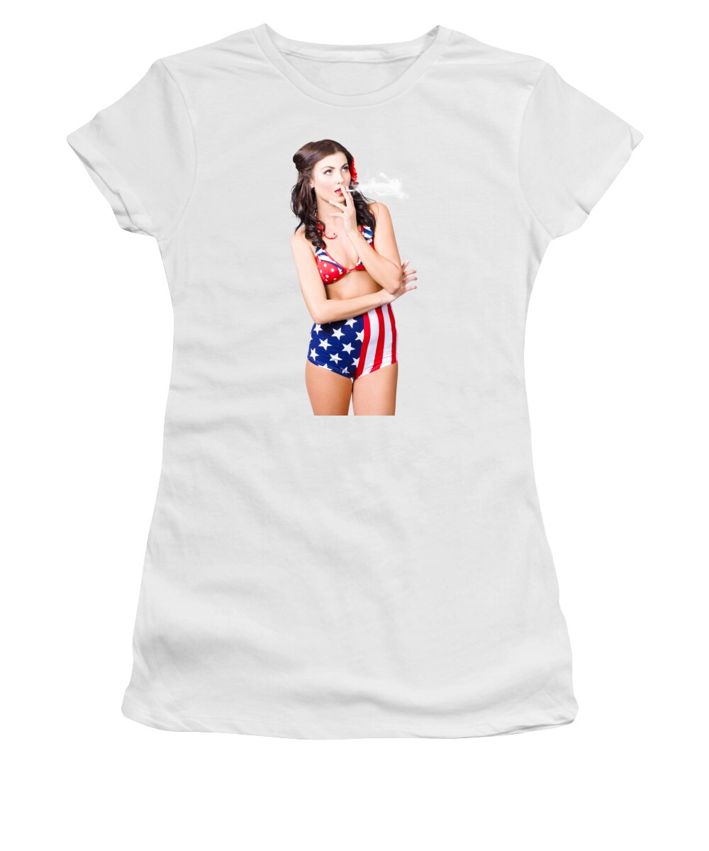 Beautiful American Military Pin Up Girl Womens T Shirt For Sale By