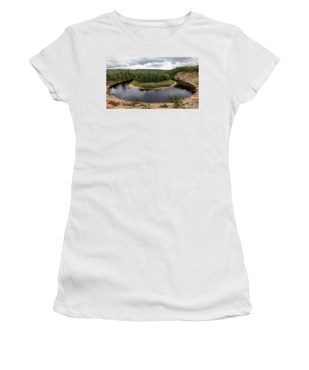 Landscape Photography Women's T-Shirt featuring the photograph Big East River Bend by Alma Danison
