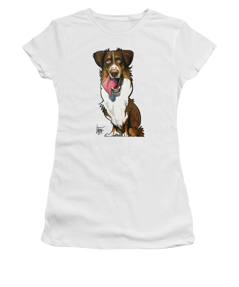 Billie 4467 Women's T-Shirt featuring the drawing Biller 4467 by Canine Caricatures By John LaFree