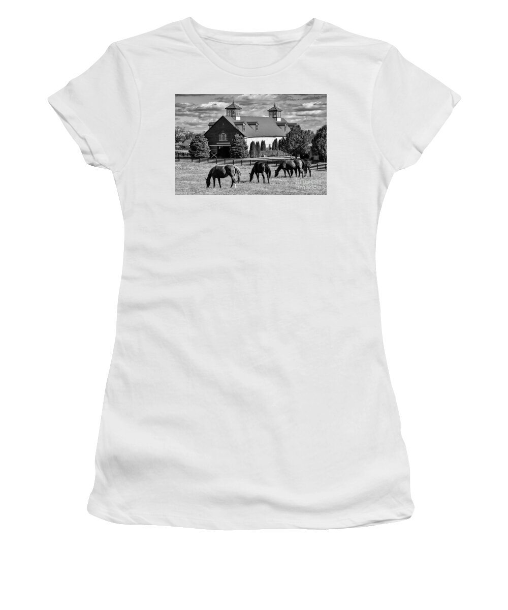 Lexington Women's T-Shirt featuring the photograph Bluegrass Horse Farm 2 by Bob Phillips