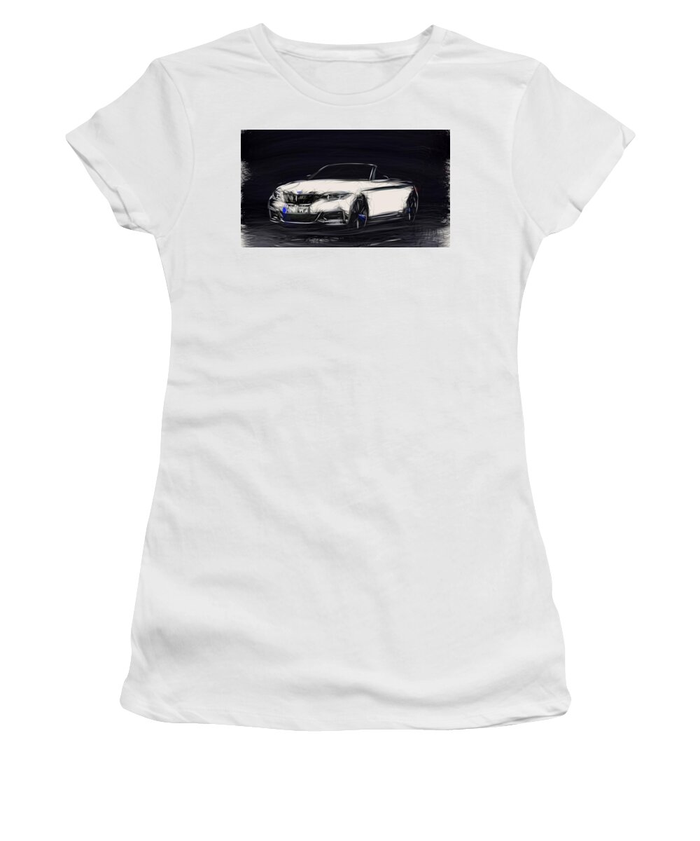 Bmw Women's T-Shirt featuring the digital art BMW 2 Series Convertible Drawing by CarsToon Concept