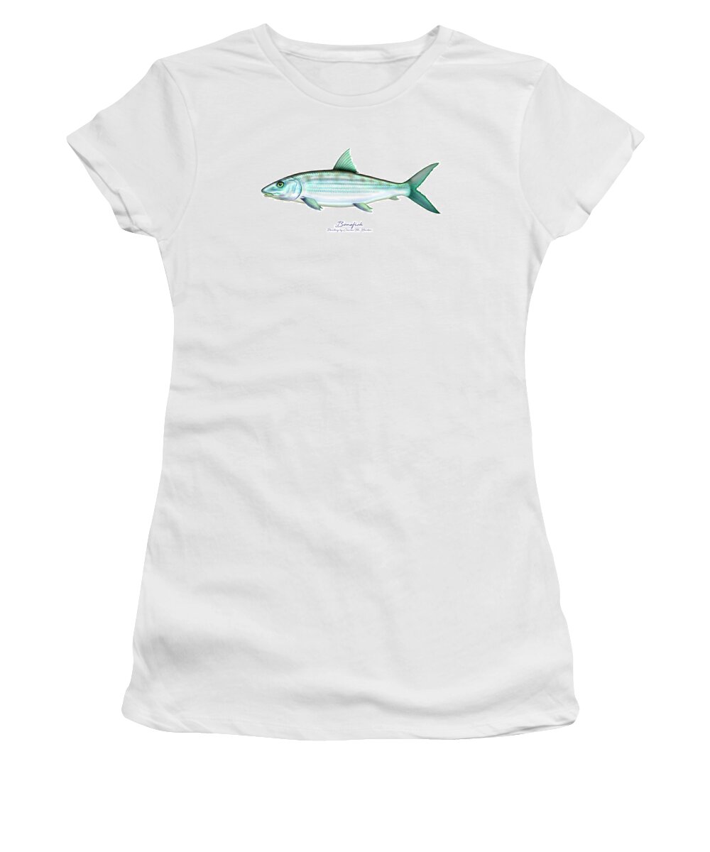Charles Harden Women's T-Shirt featuring the painting Bonefish by Charles Harden