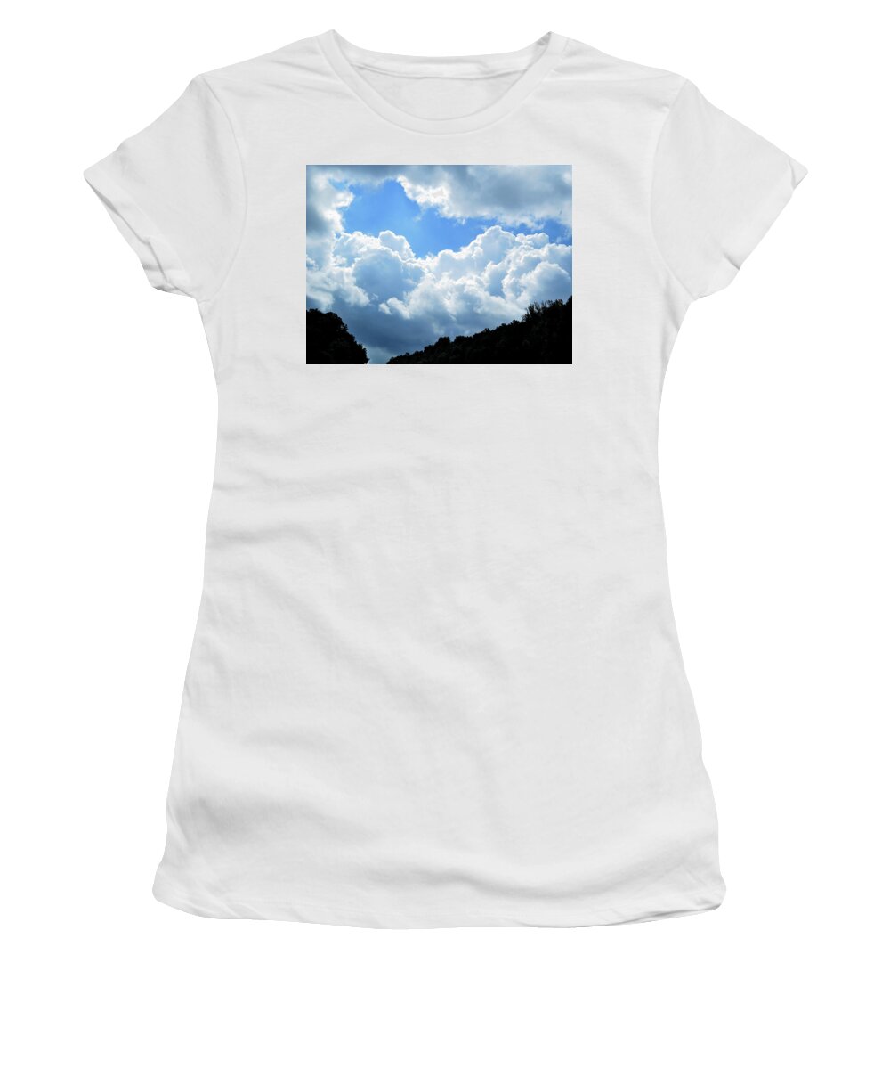 Clouds Women's T-Shirt featuring the photograph Break in the Clouds by Linda Stern