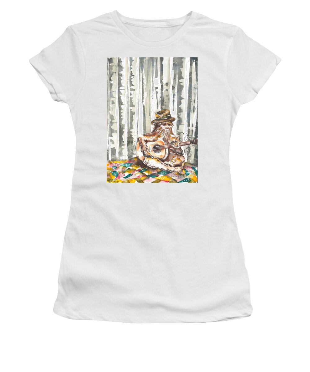 Bigfoot Women's T-Shirt featuring the painting Busted Strings by Norah Daily