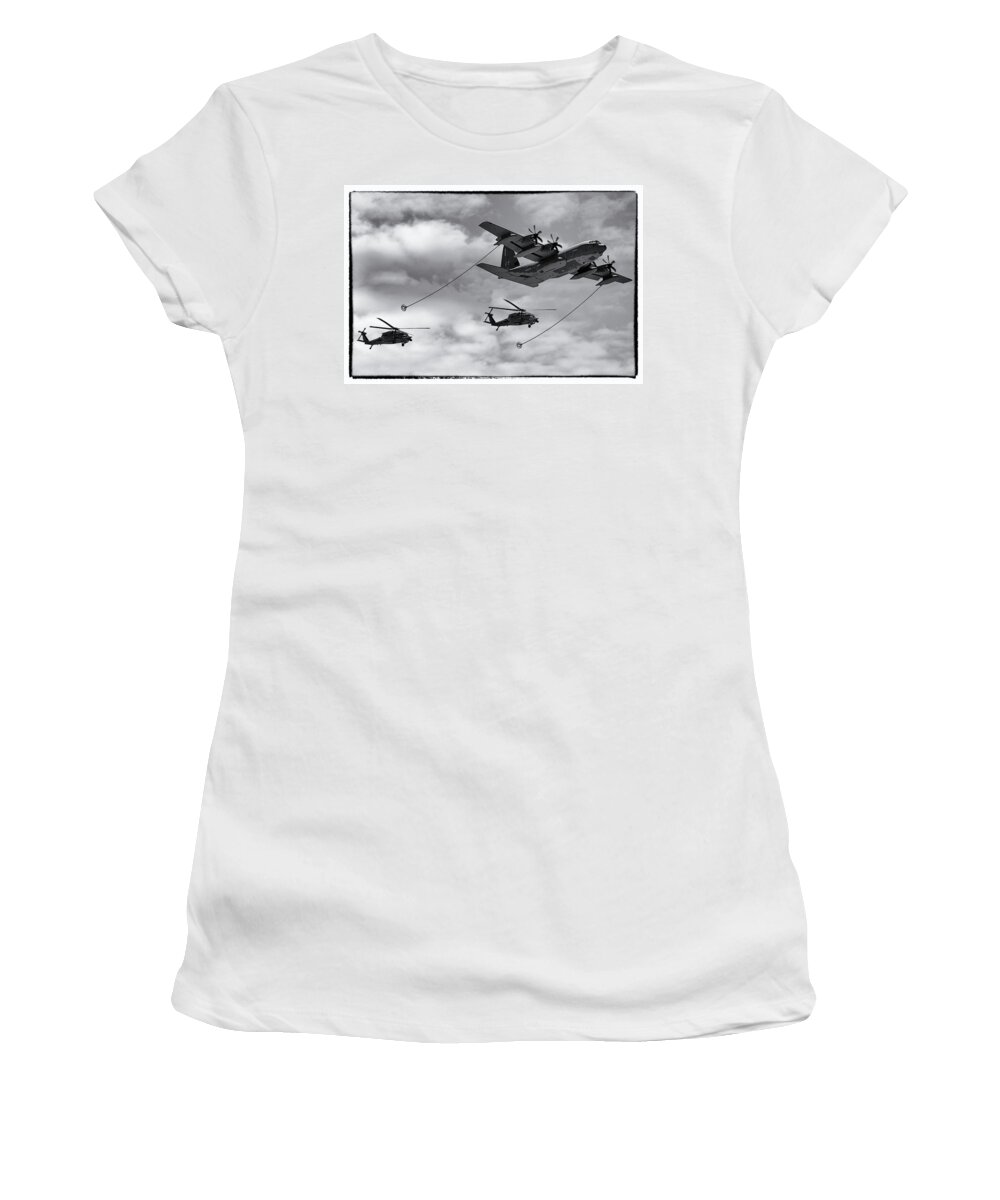 Aerial Women's T-Shirt featuring the photograph C-130 Refuelling Blackhawks by Chris Smith