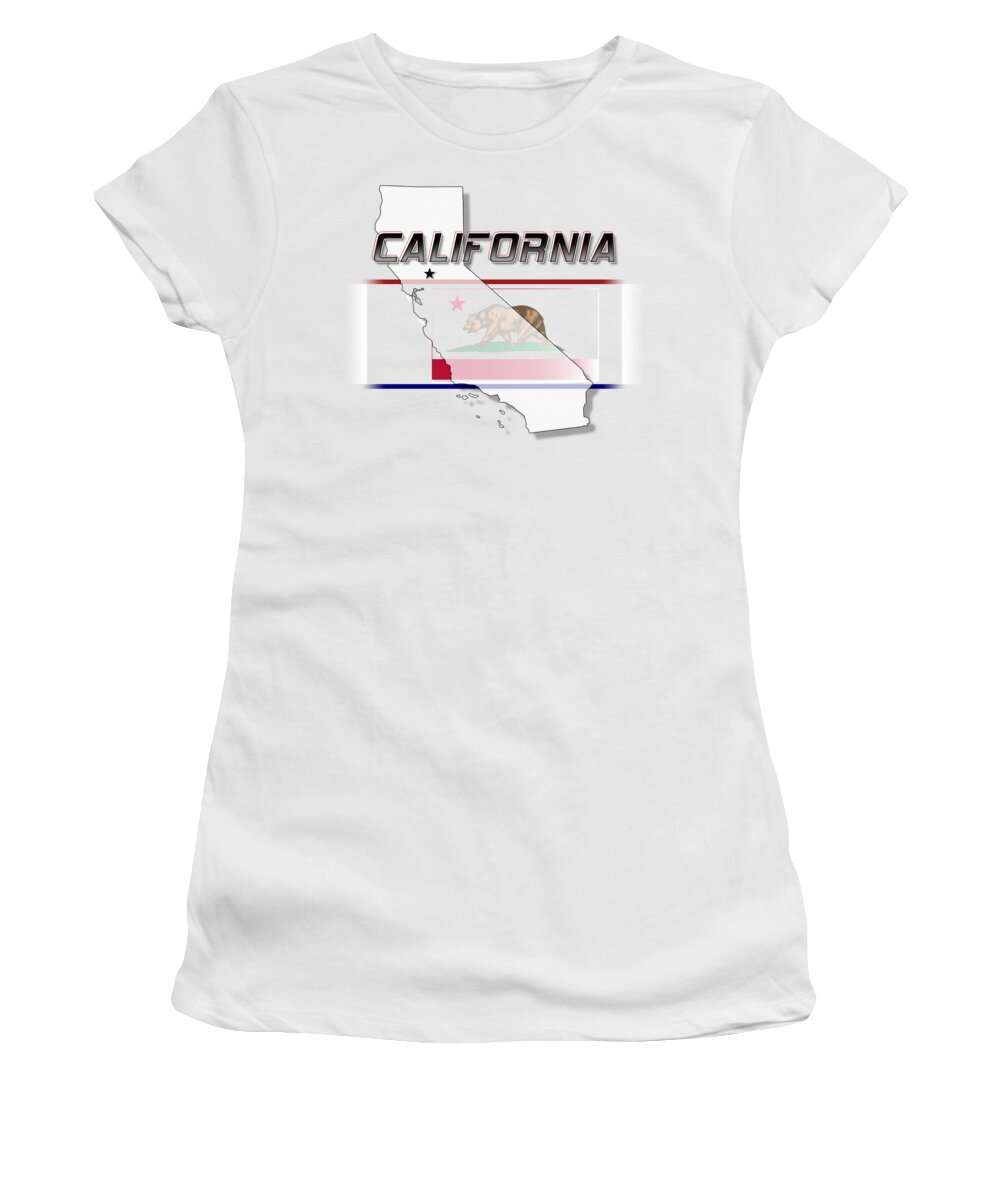 California Women's T-Shirt featuring the digital art California State Horizontal Print by Rick Bartrand