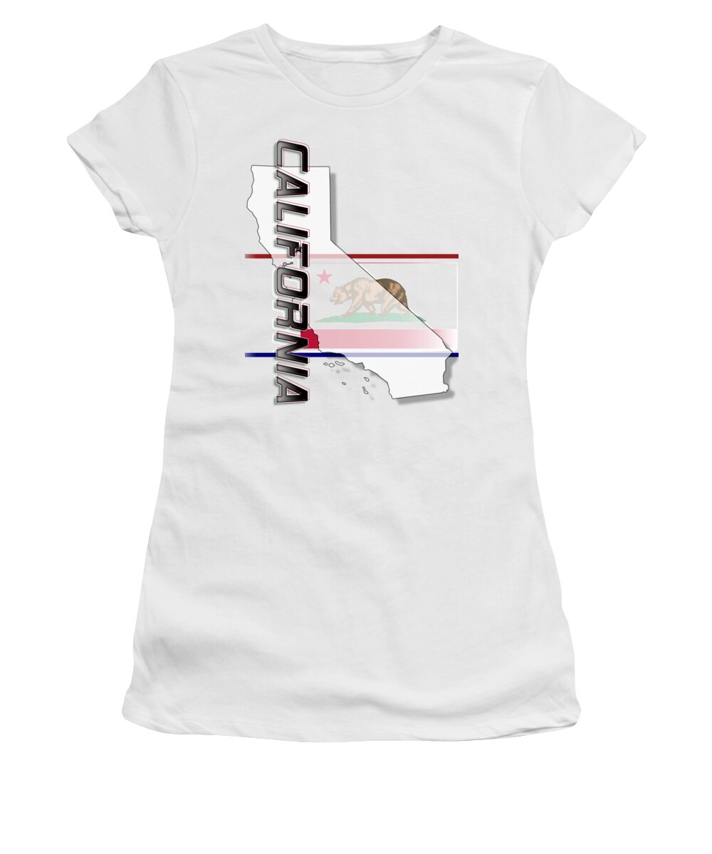 California Women's T-Shirt featuring the digital art California State Vertical Print by Rick Bartrand