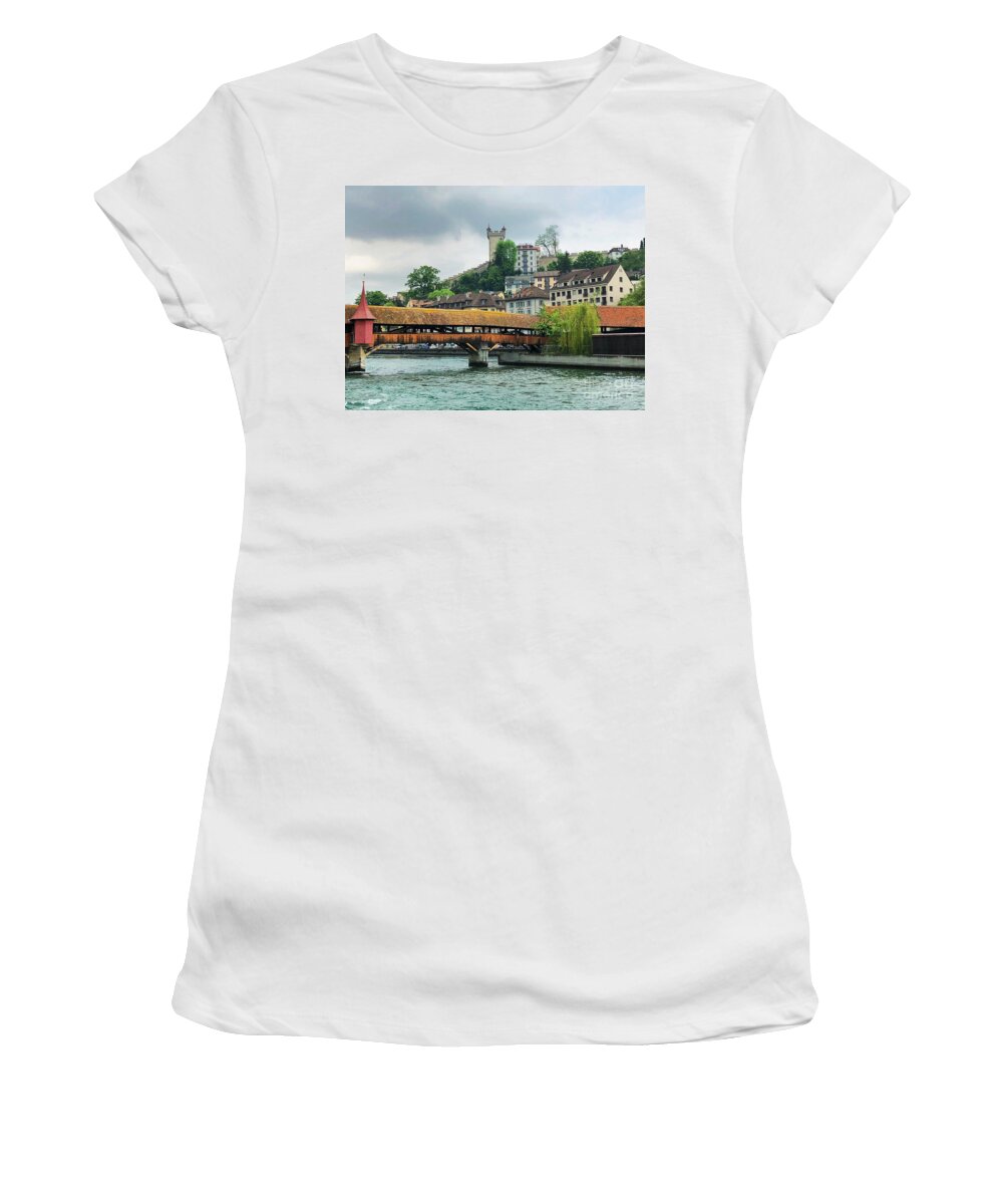 Photography Women's T-Shirt featuring the photograph Chapel Bridge by Jeanette French
