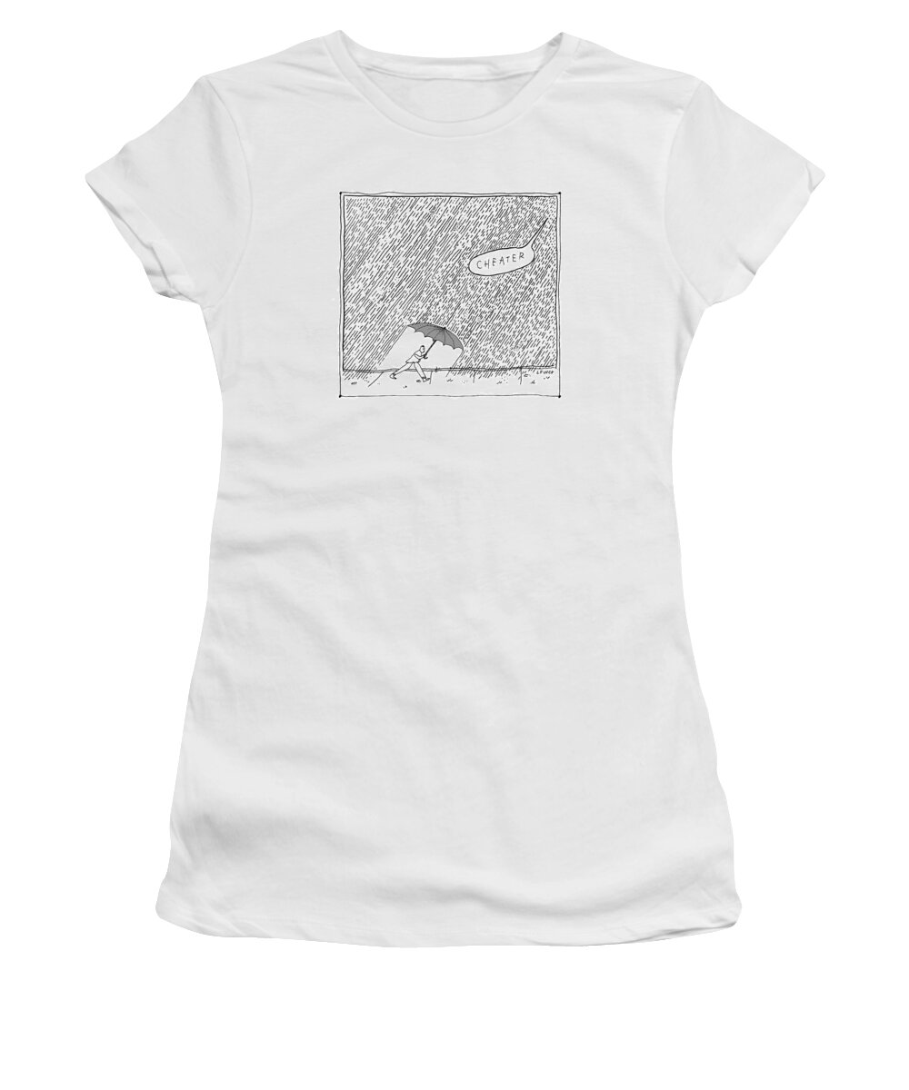 Captionless Women's T-Shirt featuring the drawing Cheater by Liana Finck