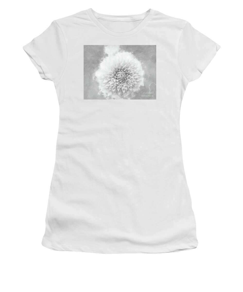 Mona Stut Women's T-Shirt featuring the digital art Cheery Dahlia Beauty BW by Mona Stut