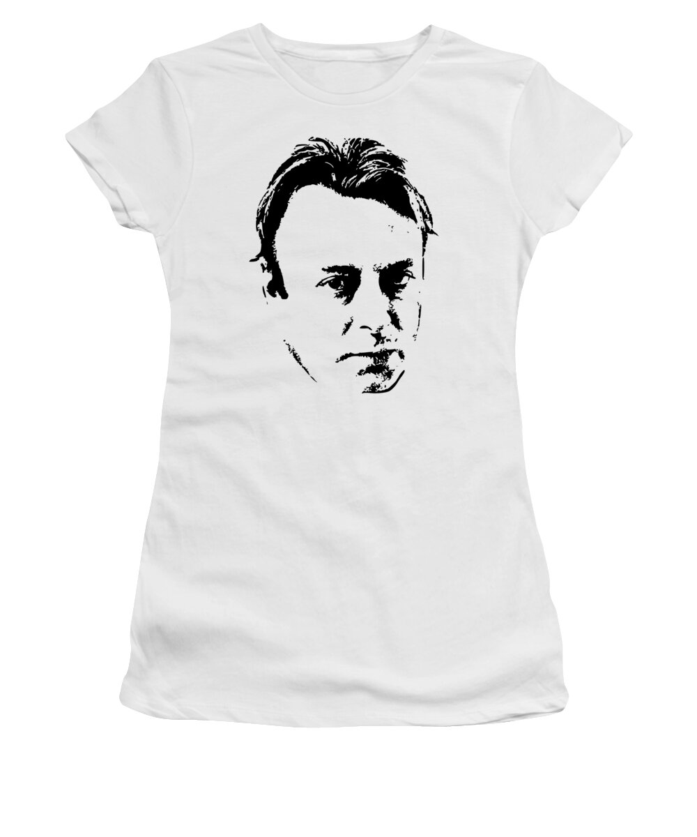 Christopher Hitchens Women's T-Shirt featuring the digital art Christopher Hitchens Minimalistic Pop Art by Filip Schpindel