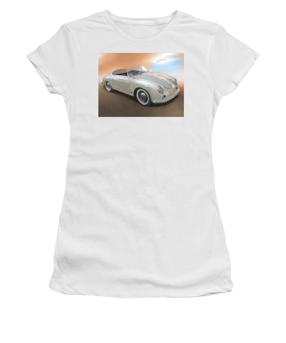 Classical Painting Women's T-Shirt featuring the painting Classic Porsche Speedster by Vart Studio