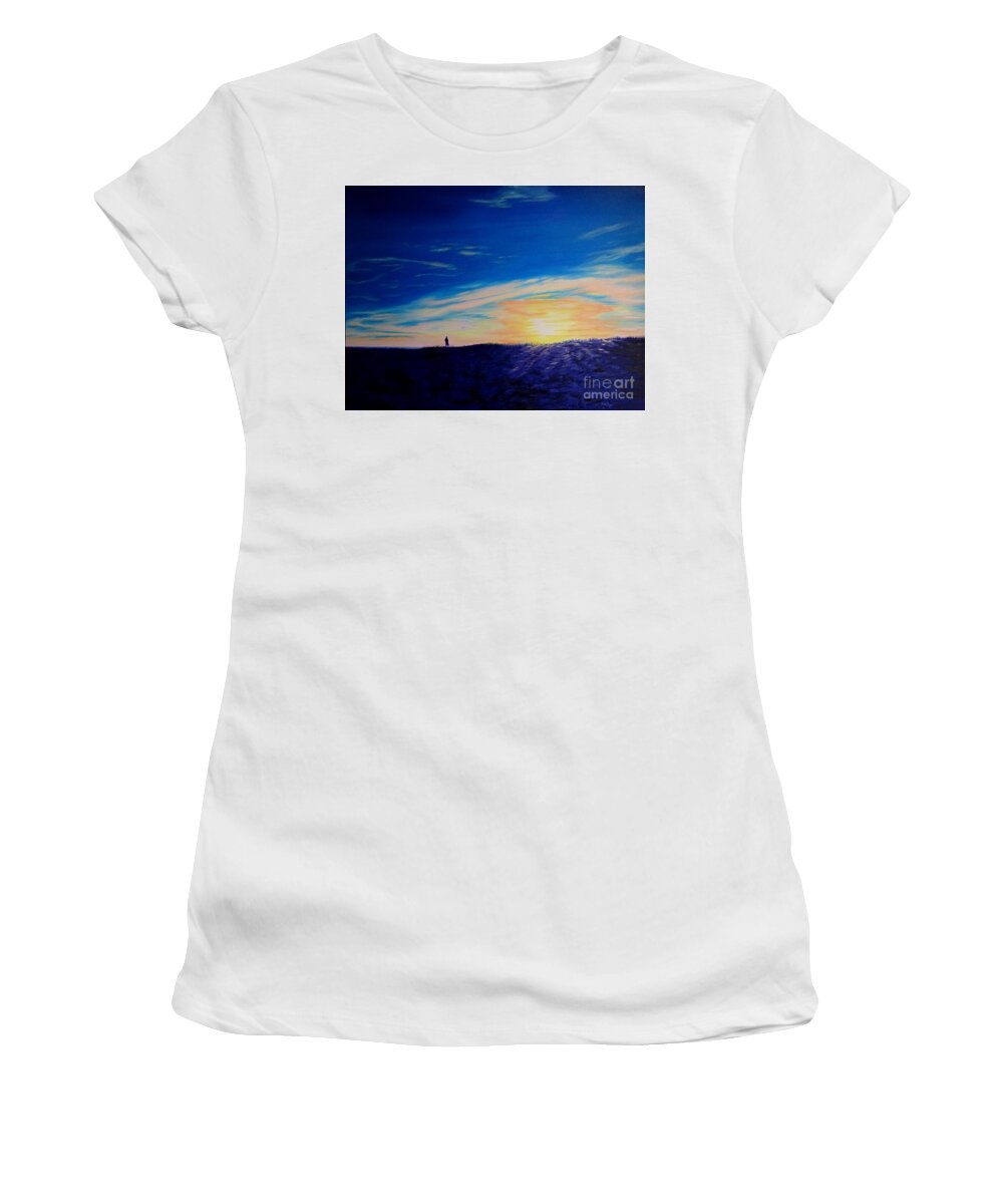 Days End Women's T-Shirt featuring the painting Close of the day by Lisa Rose Musselwhite