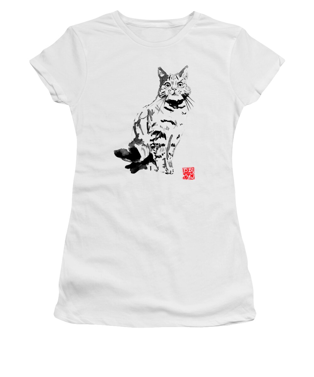 Cat Women's T-Shirt featuring the drawing Clyde by Pechane Sumie