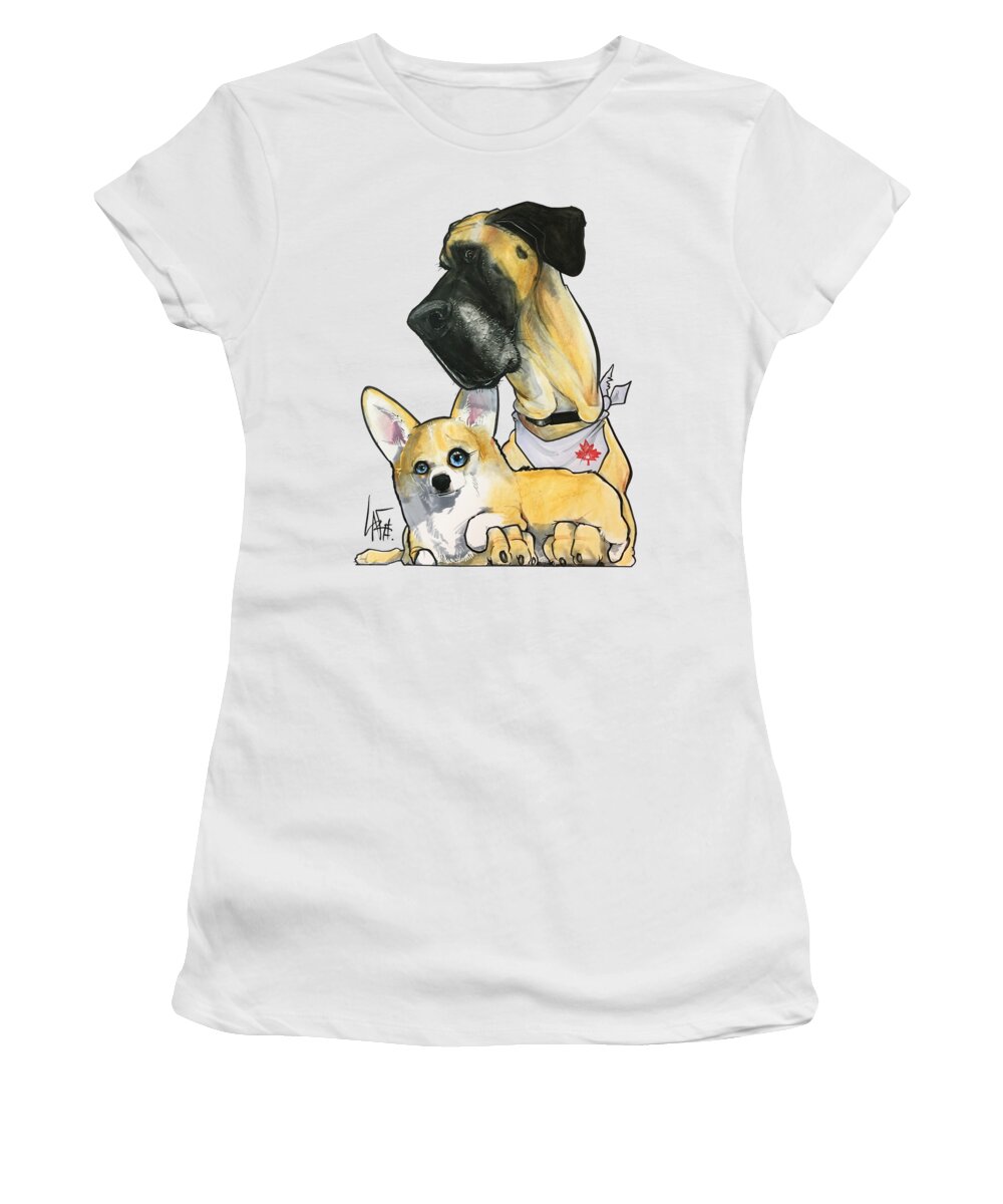 Coburn Women's T-Shirt featuring the drawing Coburn 4414 by Canine Caricatures By John LaFree