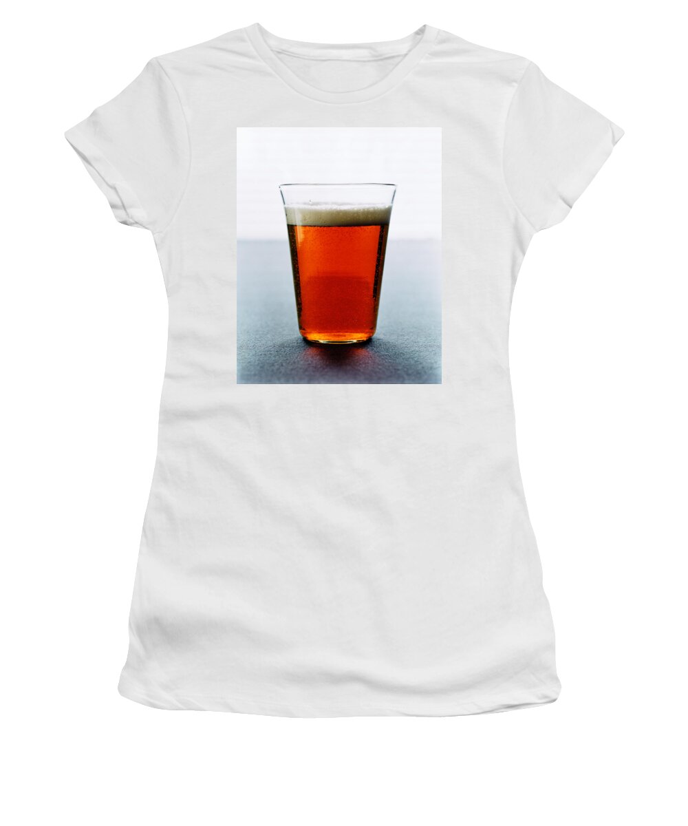 Food Women's T-Shirt featuring the photograph Cold Glass of Lager by Romulo Yanes