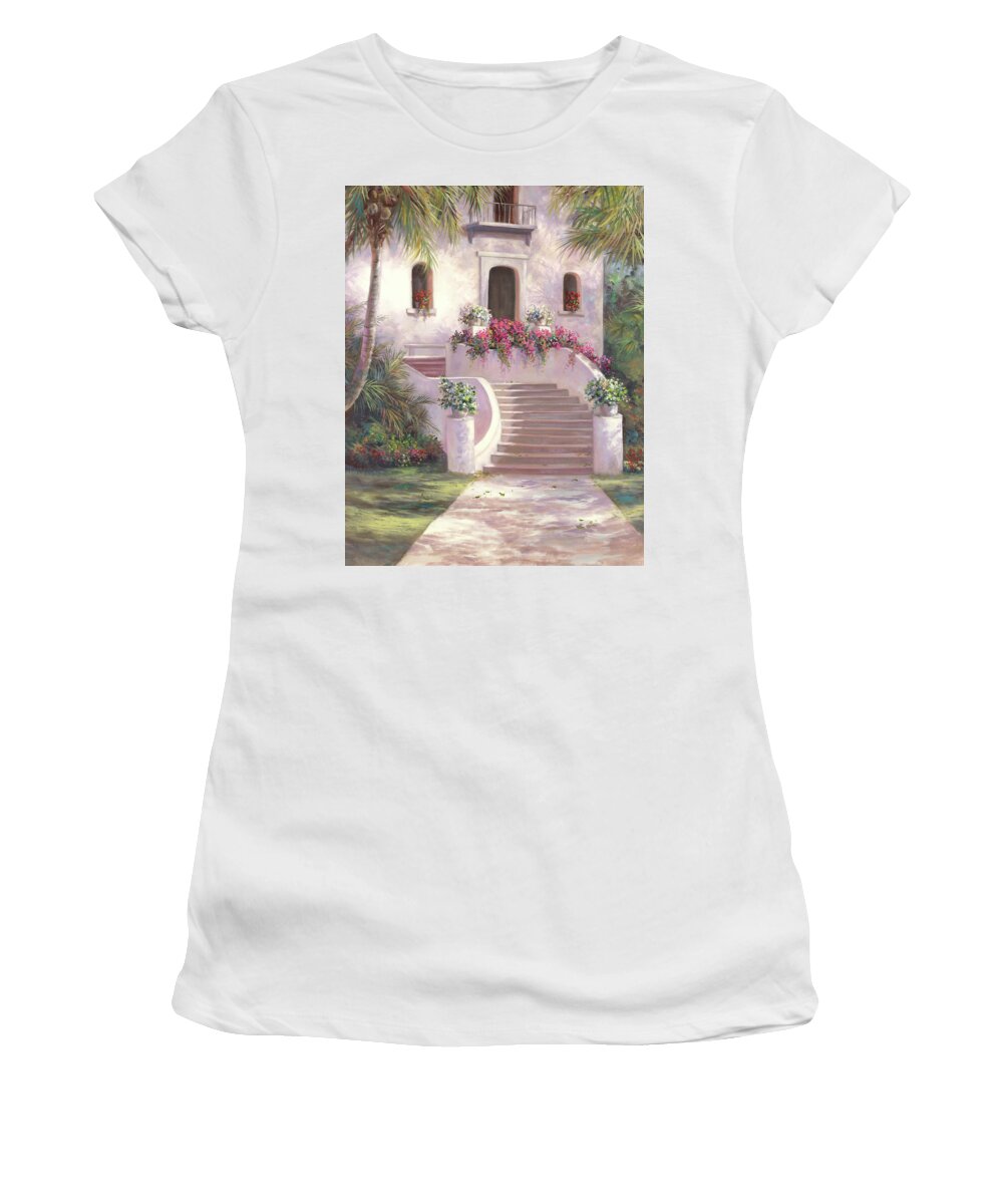 Beautiful Women's T-Shirt featuring the painting Come For A Visit by Lynne Pittard