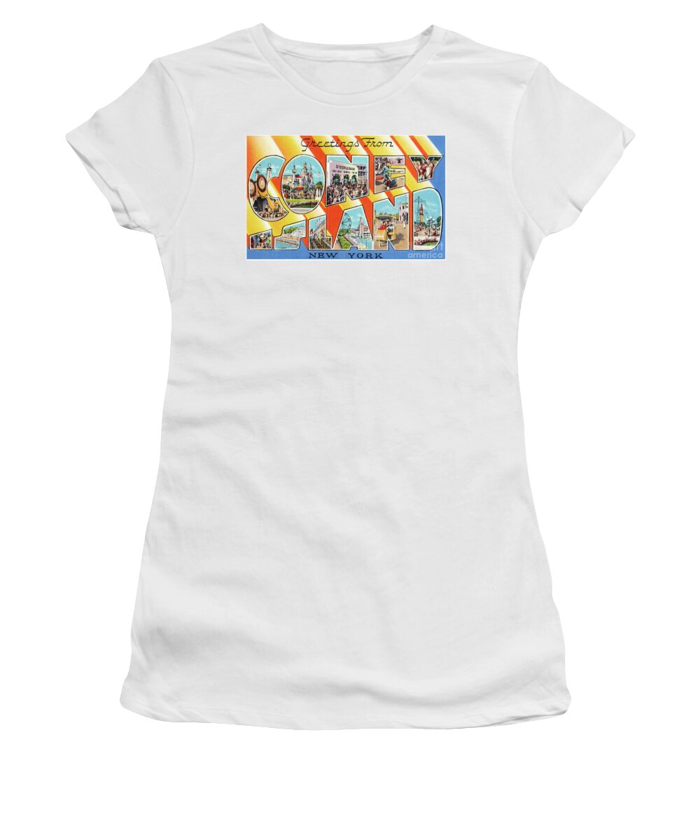 Coney Island Women's T-Shirt featuring the photograph Coney Island Greetings - Version 1 by Mark Miller