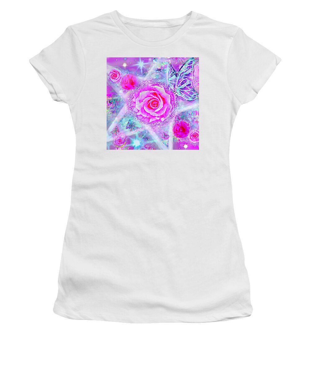 Stars. Roses Women's T-Shirt featuring the digital art Cosmic Geometry by BelleAme Sommers