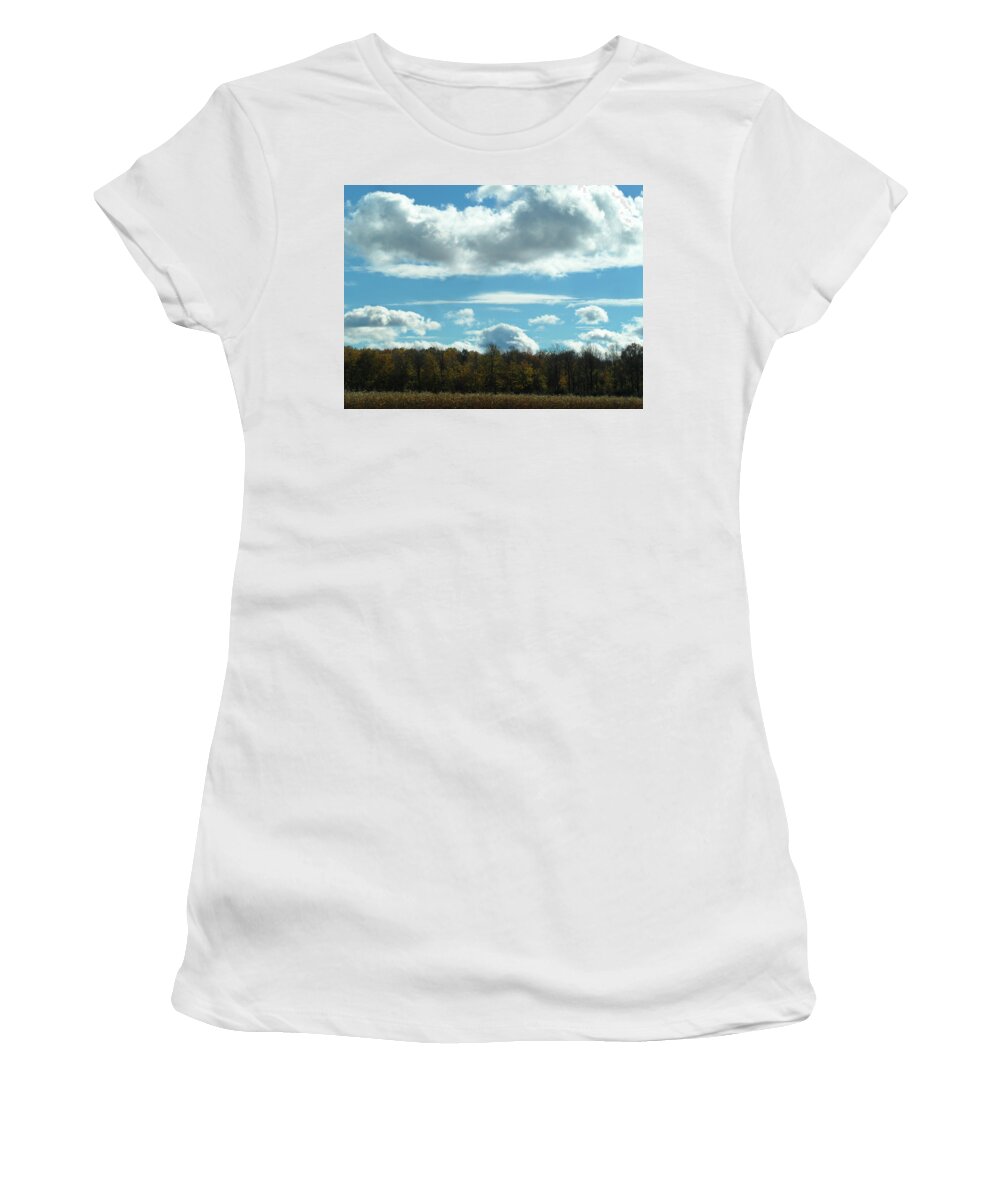Country Autumn Curves Women's T-Shirt featuring the photograph Country Autumn Curves 8 by Cyryn Fyrcyd