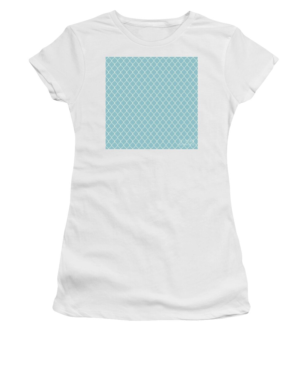 Damask Women's T-Shirt featuring the digital art Damask Blue Petit Four by Sharon Mau
