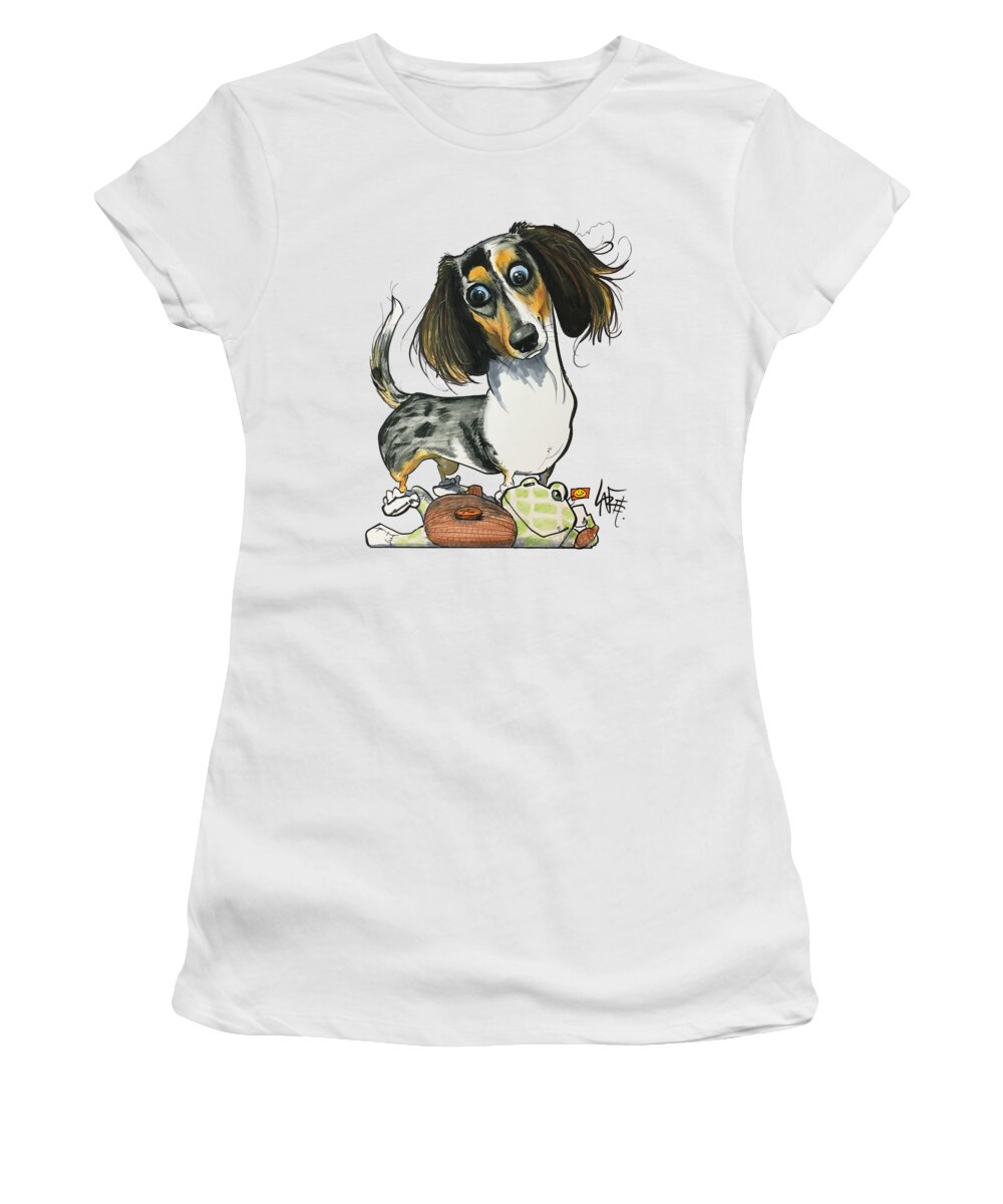 Davila Women's T-Shirt featuring the drawing Davila 4360 by Canine Caricatures By John LaFree