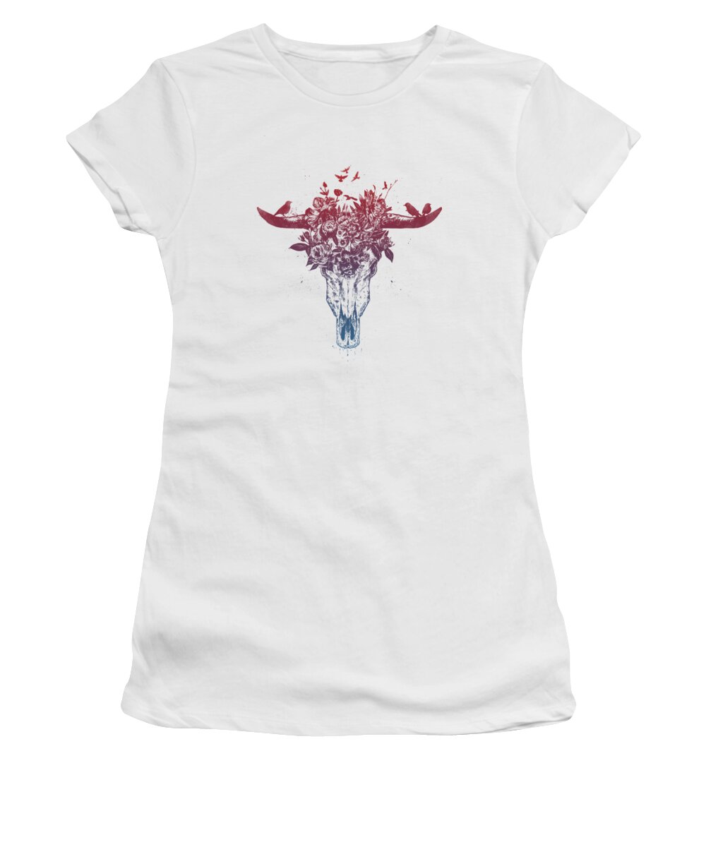 Bull Women's T-Shirt featuring the drawing Dead summer by Balazs Solti