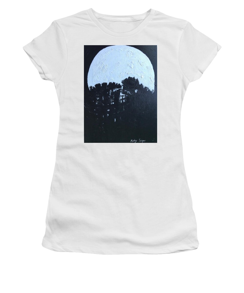 Moon Women's T-Shirt featuring the painting December 21st by Medge Jaspan